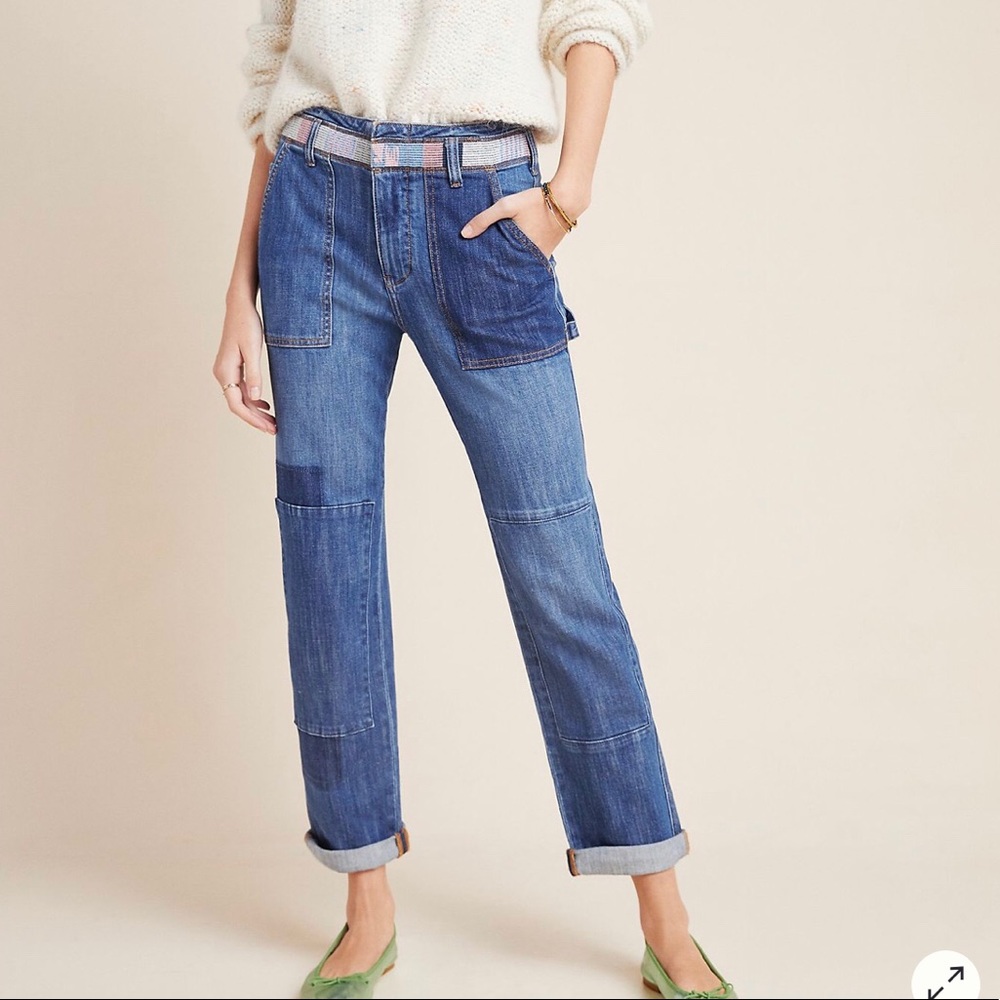 PILCRO HIGH-RISE PATCHWORK SLIM BOYFRIEND JEANS